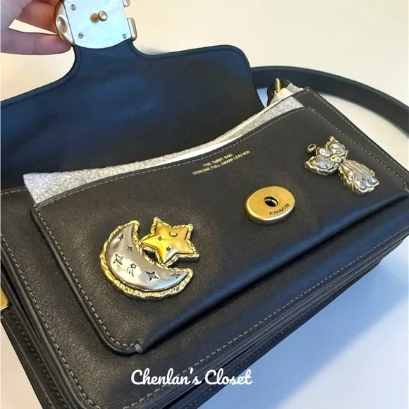 NWY Coach Tabby Shoulder Bag 26 with Pins Black Leather - Picture 4 of 13